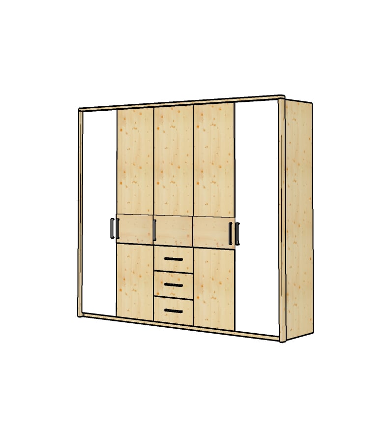 5 Trg Drehtuerenschrank Mit Schubladen 2 Akzenttueren Mod Lugano Neu.jpg