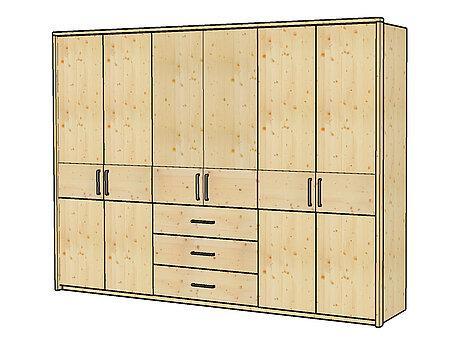 6-türiger Drehtürenschrank mit Laden Mod. Lugano