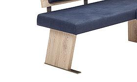 Blauer Bezug mit Holzwange