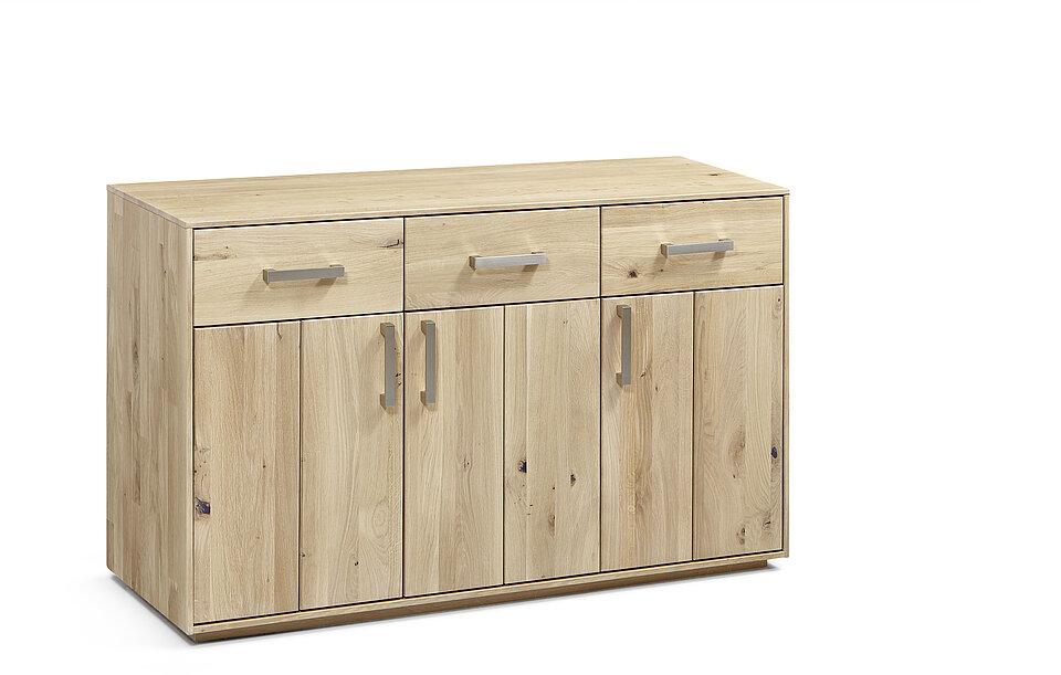Holzkommode mit Sockel und 3 Türen und 3 Schubladen