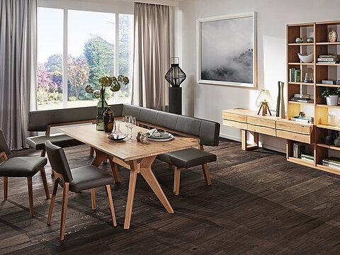  Essgruppe Savona bestehend aus der Eckbank Savona, zwei Stühlen und einem Vierfußtisch